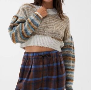 Urban Outfitters Beige and Blue Striped Sweater